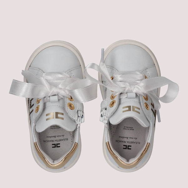Sneaker con lacci in raso e zip laterale bianco/avorio F1A9 E0490 0092 /B093 ELISABETTA FRANCHI La Mia Bambina 