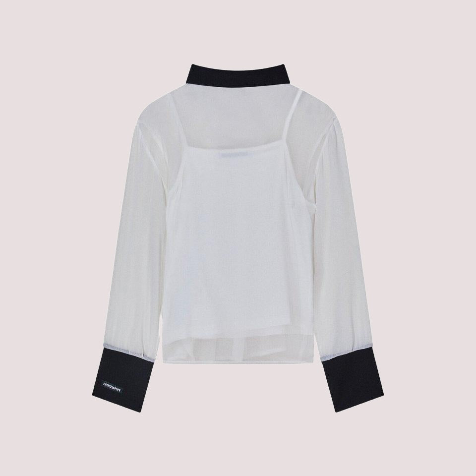 Camicia bianca con colletto e polsini neri 7C0271 A643 /F2NS PATRIZIA PEPE 