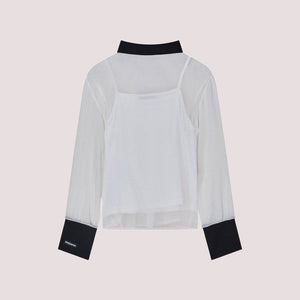 Camicia bianca con colletto e polsini neri 7C0271 A643 /F2NS PATRIZIA PEPE 