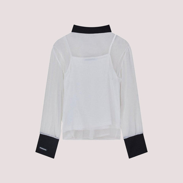 Camicia bianca con colletto e polsini neri 7C0271 A643 /F2NS PATRIZIA PEPE 