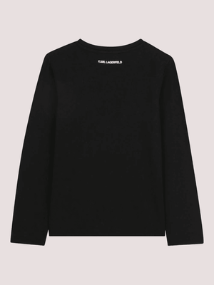 T-shirt a maniche lunghe nera con motivo Ikon Karl & Choupette Z30940 /09B KARL LAGERFELD 