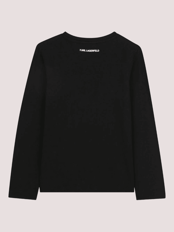 T-shirt a maniche lunghe nera con motivo Ikon Karl & Choupette Z30940 /09B KARL LAGERFELD 