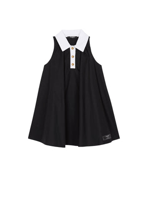 Abito bambina nero smanicato in cotone