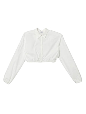 Camicia bambina bianca crop con maniche lunghe