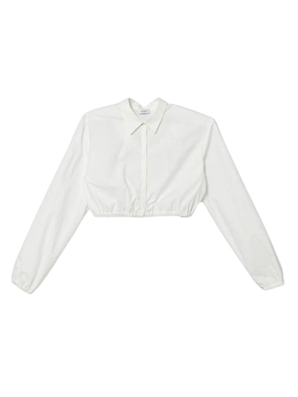 Camicia bambina bianca crop con maniche lunghe