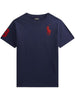 T-shirt bambino navy con logo rosso e numero 3 sulla manica