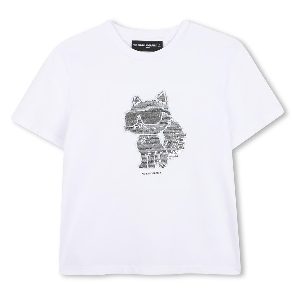 T-shirt con logo in paillettes reversibili Z31153 /10P KARL LAGERFELD 
