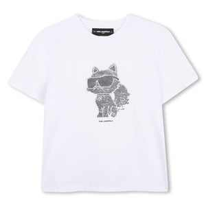 T-shirt con logo in paillettes reversibili Z31153 /10P KARL LAGERFELD 