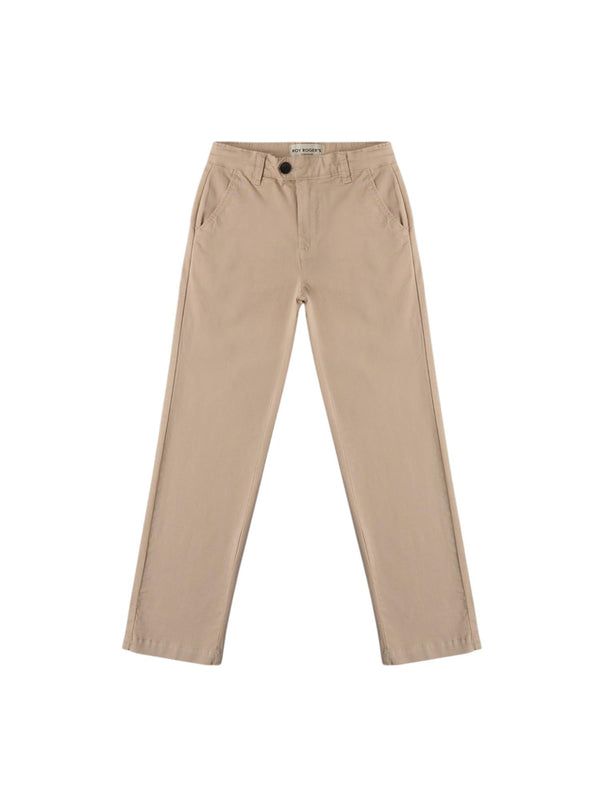 Pantaloni bambino beige in cotone stretch