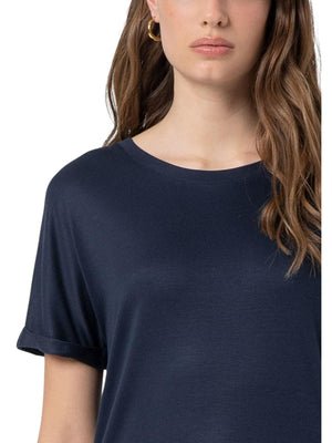 T-shirt donna dark blue in jersey di seta