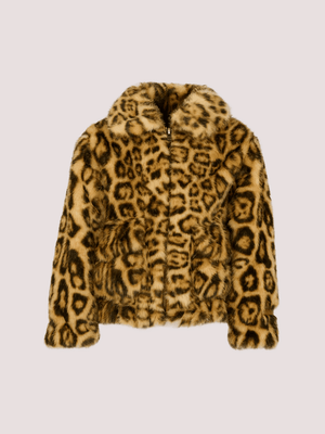 Ecopelliccia beige per bambina con stampa animalier N30279 /P90 LANVIN 