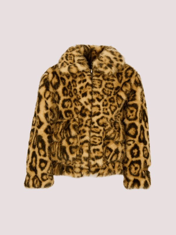 Ecopelliccia beige per bambina con stampa animalier N30279 /P90 LANVIN 