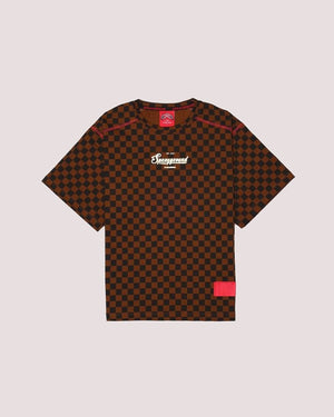 Takeover the throne checkered t-shirt SPY1365 /BROWN SPRAYGROUND 