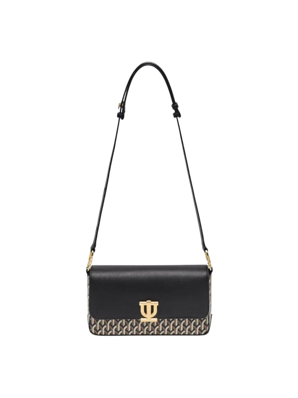 Borsa donna Baul Bag Gotica nera in pelle e canvas