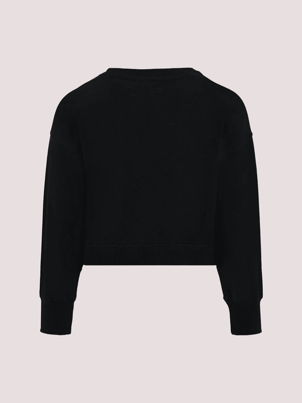 Felpa crop nera per bambina con Teddy Bear e paillettes. HDF06G LDA16 /60100 MOSCHINO 