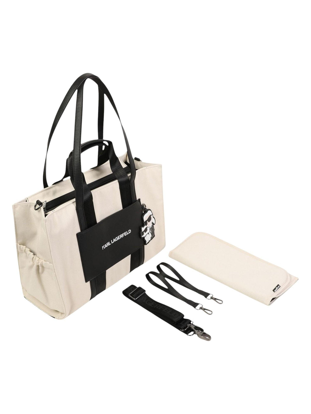 Borsa mommy bag avorio con charm Karl & Choupette