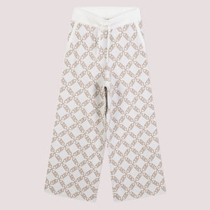 Pantaloni sportivi per bambina Michael Kors Kids bianchi con monogramma R30452 /N52 MICHAEL KORS 
