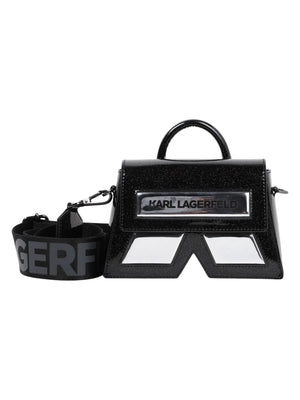 Borsa bambina nera con glitter e logo