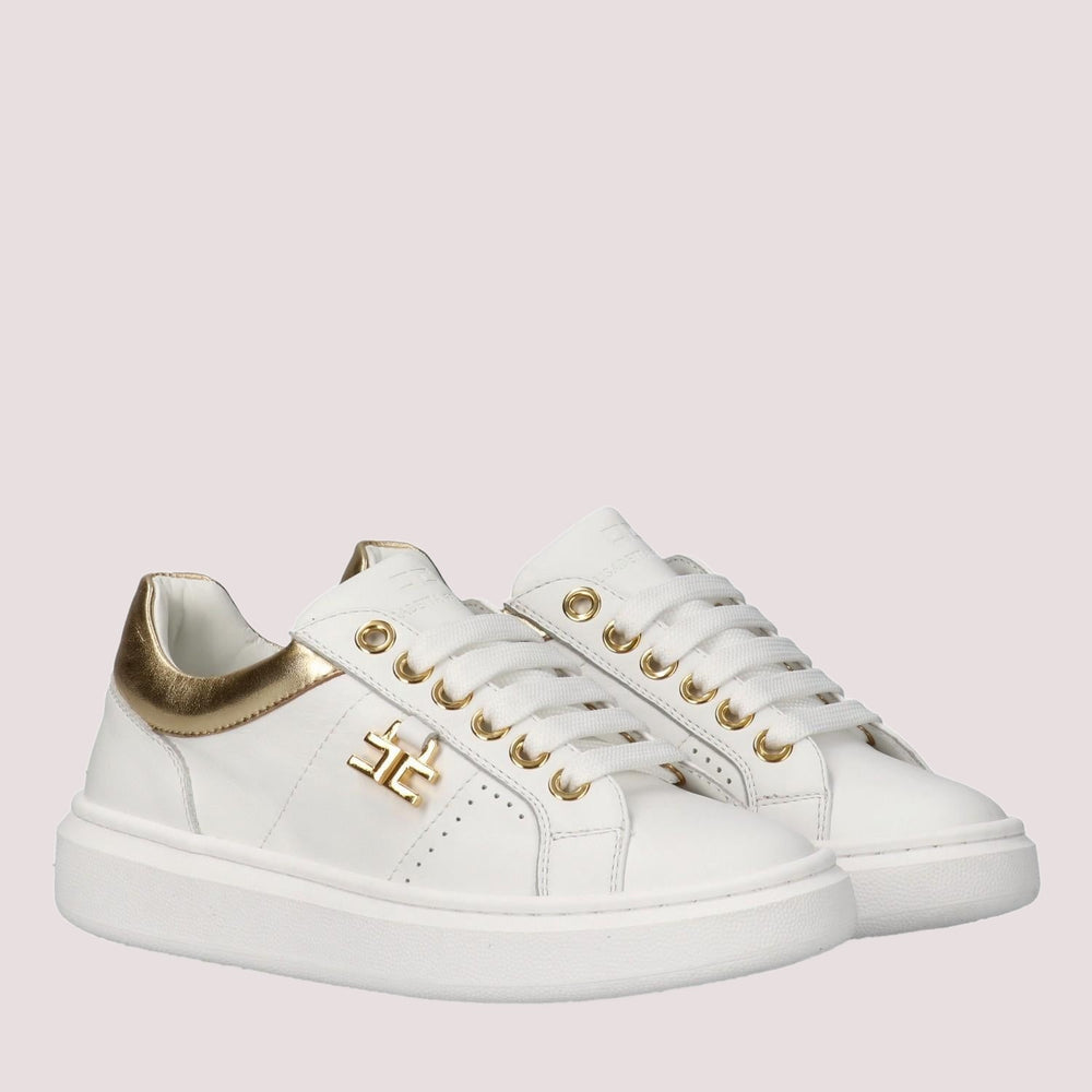 Sneakers basse con logo ivory white/gold F4A9 E0506 0092 /B093 ELISABETTA FRANCHI La Mia Bambina 