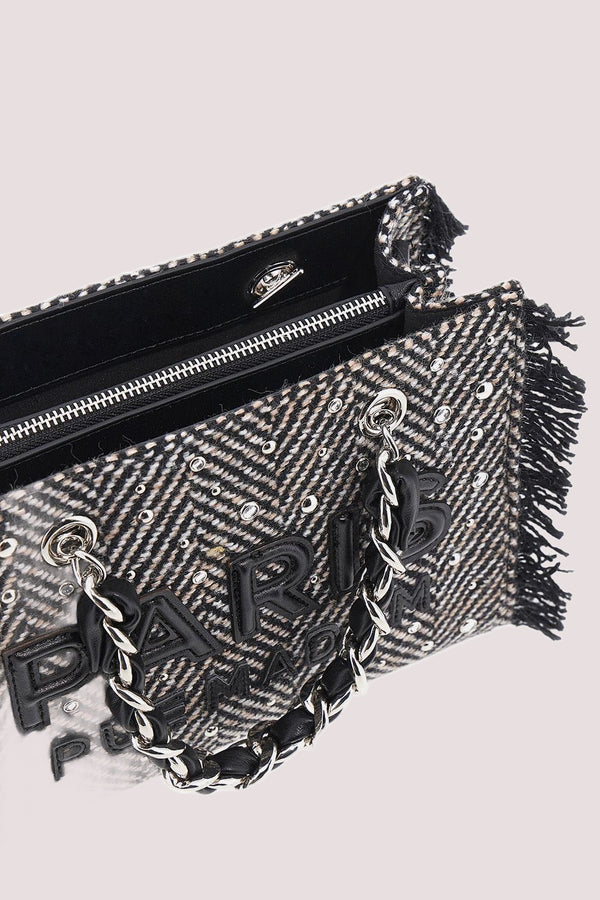 Harris mini tote 1517 /UNICA/TWEED BLACK RUE MADAM PARIS 