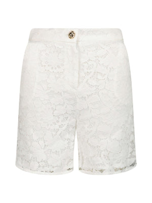 Shorts bambina in pizzo floreale bianco