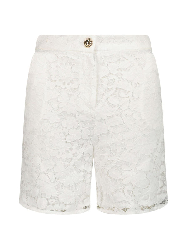 Shorts bambina in pizzo floreale bianco