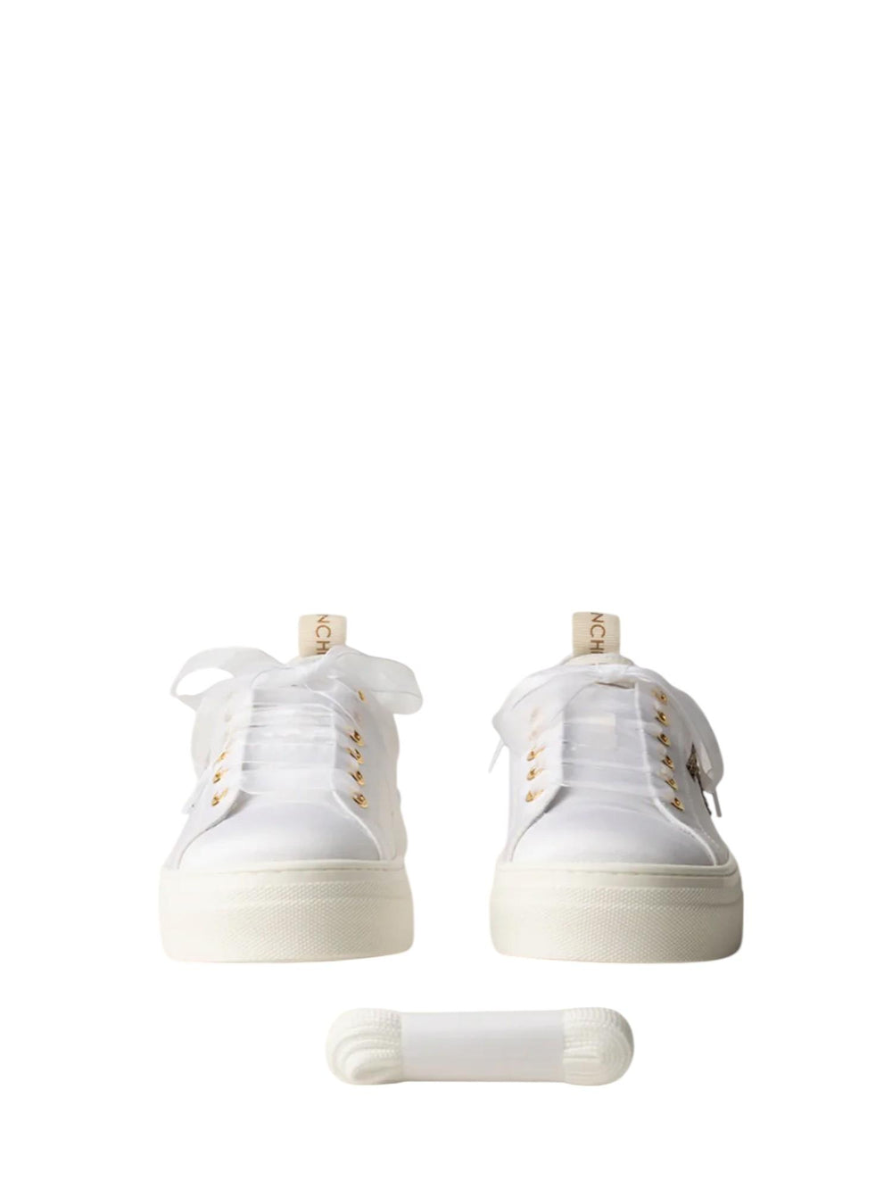 Sneakers bambina in pelle bianca con platform e logo gioiello