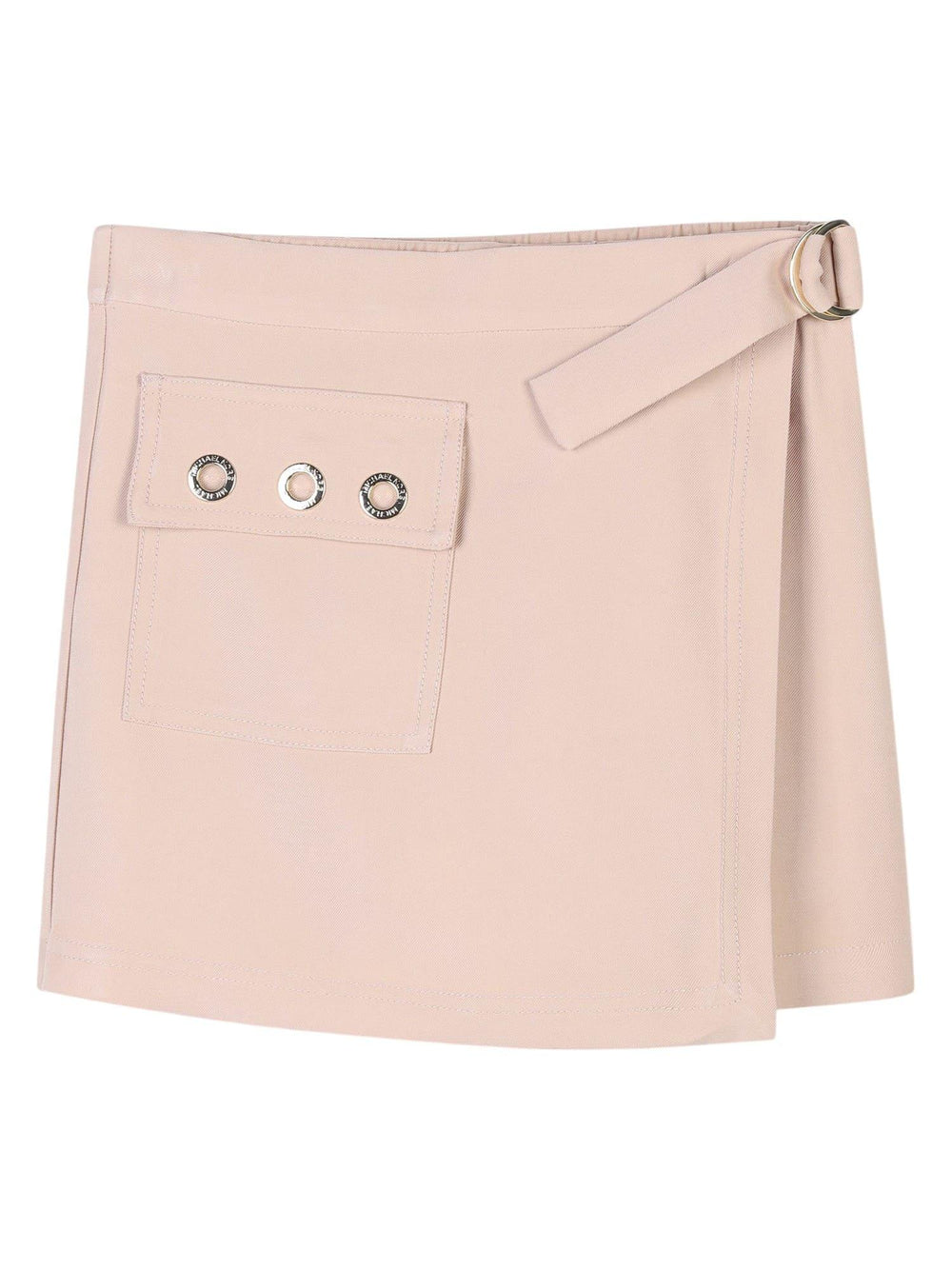 Shorts bambina color corda con cintura e occhielli decorativi