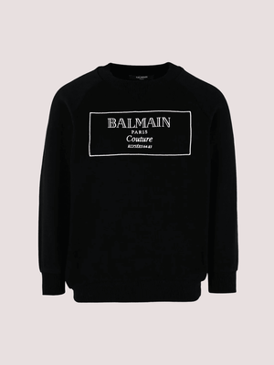 Felpa nera per bambini con logo BX4P80 Z3183 /930BC BALMAIN 