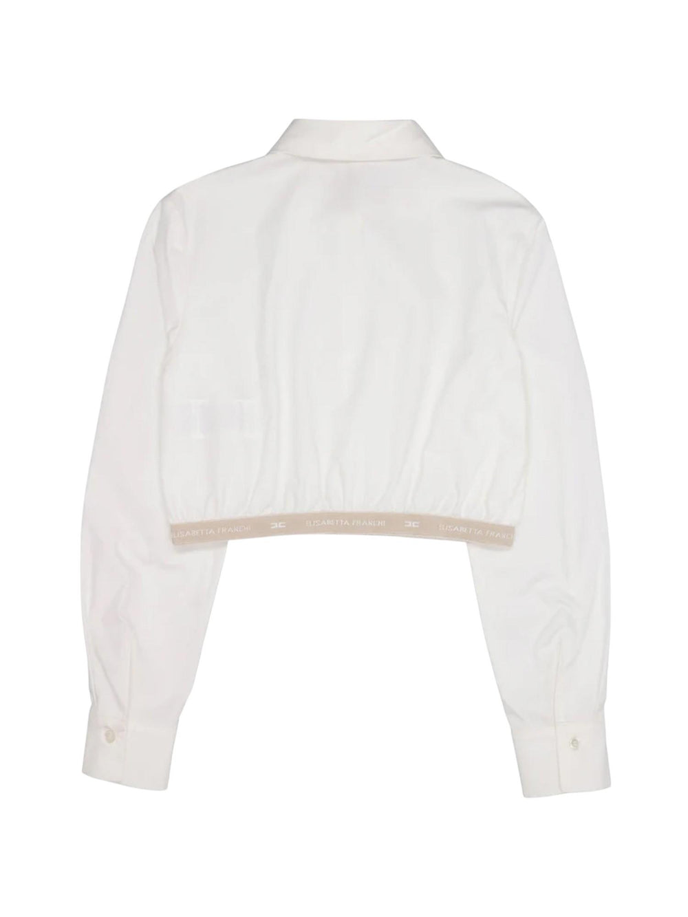 Camicia bambina bianca cropped con fascia logata