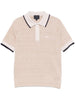 Maglia polo bambino beige medio melange in lino e cotone