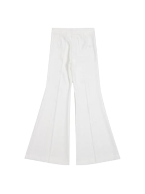 Pantaloni bambina flare bianchi con pinces sartoriali