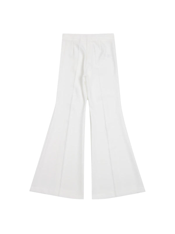 Pantaloni bambina flare bianchi con pinces sartoriali