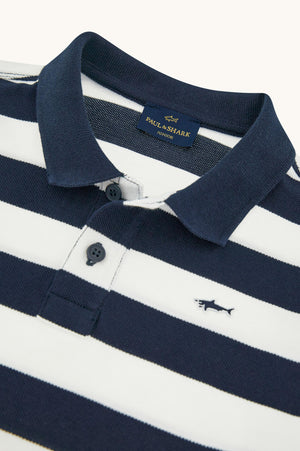 Polo in piqué di cotone con motivo a righe WUM00B LEB04 /80161 PAUL & SHARK 