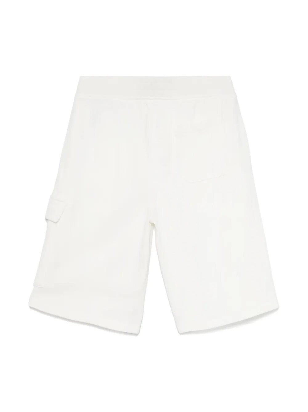 Shorts bambino bianchi in cotone con tasca cargo e lente