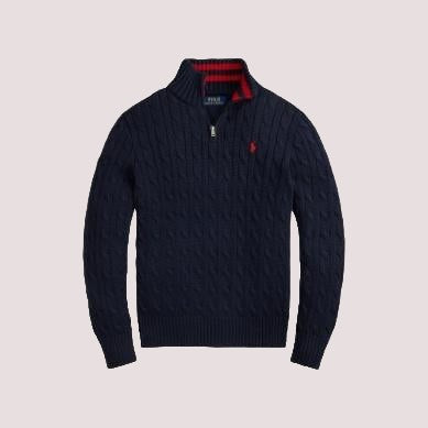 Maglione in cotone a trecce con zip a un quarto 323868894 /17 POLO RALPH LAUREN 