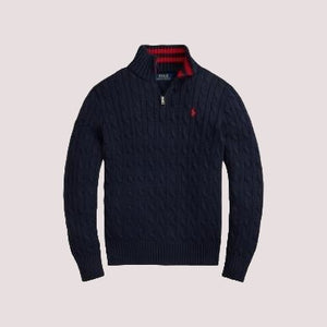 Maglione in cotone a trecce con zip a un quarto 323868894 /17 POLO RALPH LAUREN 