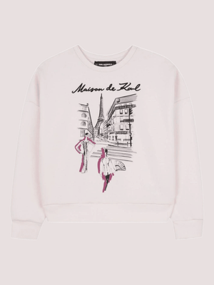 Felpa rosa con stampa grafica Z30610 /47P KARL LAGERFELD 