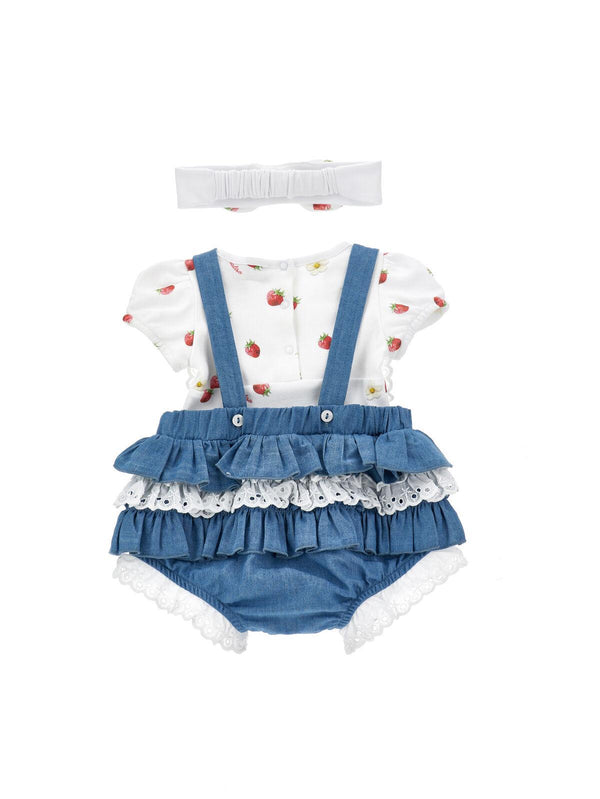 Set Body Salopette Fragole 35G516 7081 /62 MONNALISA 
