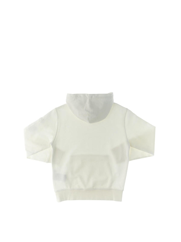 Felpa bambino bianca in cotone con cappuccio