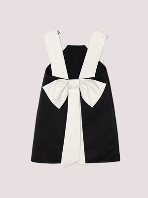 Abito a sacchetto in duchesse con fiocco a contrastonero/avorio EFAB668 RA016 /D285 ELISABETTA FRANCHI La Mia Bambina 