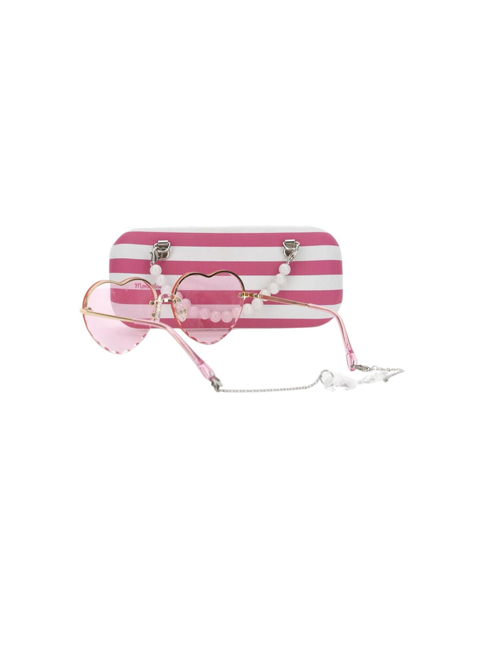 Occhiali da sole a cuore con lenti rosa e perline