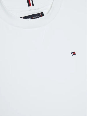 T-shirt bambino bianca in cotone sostenibile con logo