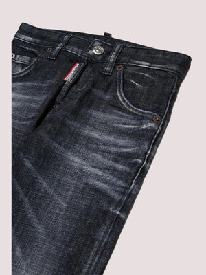 Jeans neri per bambino con patch logato. DQ0236 D0AEQ /DQ02 DSQUARED2 JUNIOR 