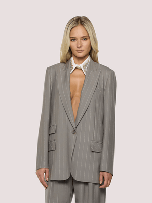 Giacca dritta con pattine a un bottone in gessato A25CPGI01001 /V0703 SIMONA CORSELLINI 