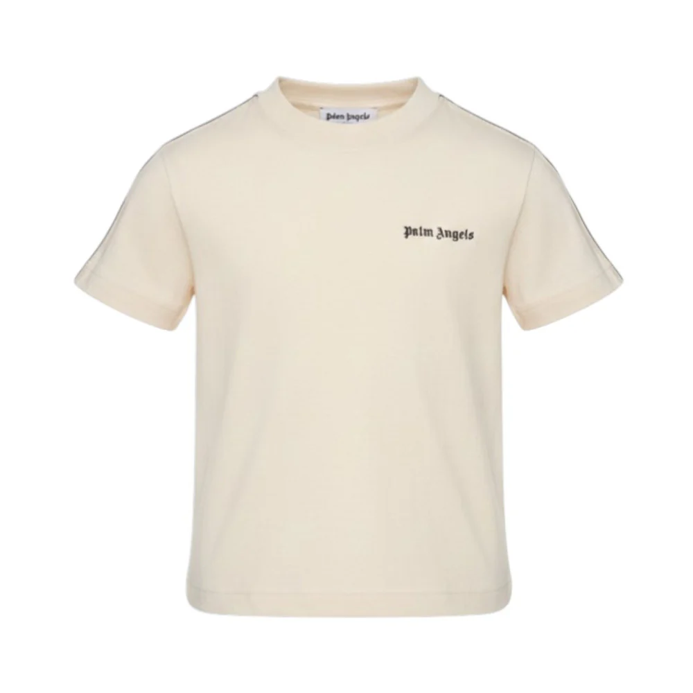 T-shirt con logo stampato sul petto e bande in gros-grain avorio sulle maniche PBAA011S26JER001 /92 PALM ANGELS 