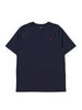 T-shirt bambino navy in cotone con logo rosso