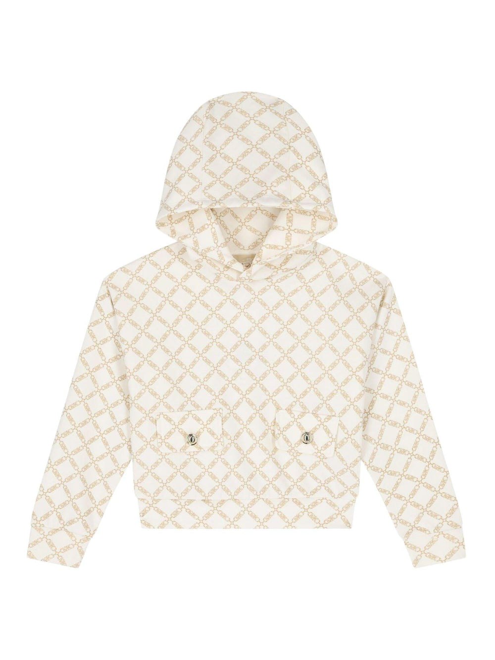 Felpa bambina con cappuccio stampa logo all-over