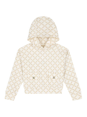 Felpa bambina con cappuccio stampa logo all-over
