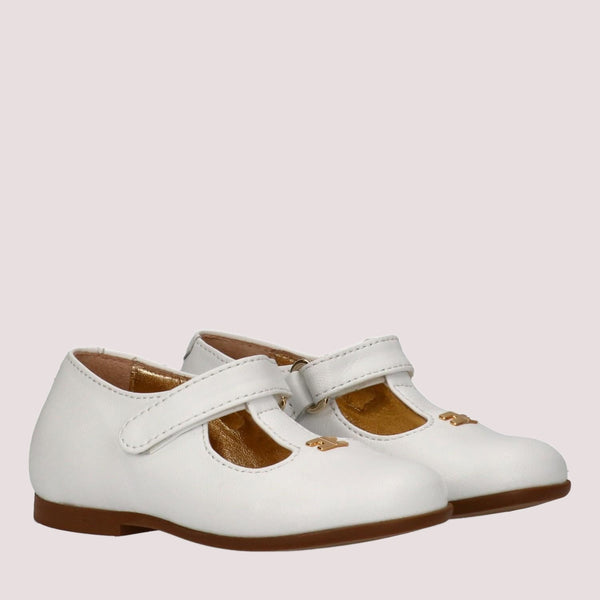 Scarpine mary jane con logo cc ivory white F1A3 E0472 1733 /3139 ELISABETTA FRANCHI La Mia Bambina 